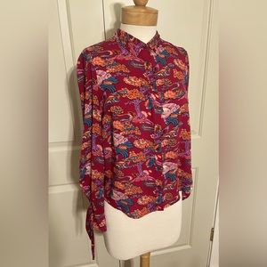 Maeve by Anthropologie Viscose Bright Printed Boho  Blouse Birds and Trees sz 4